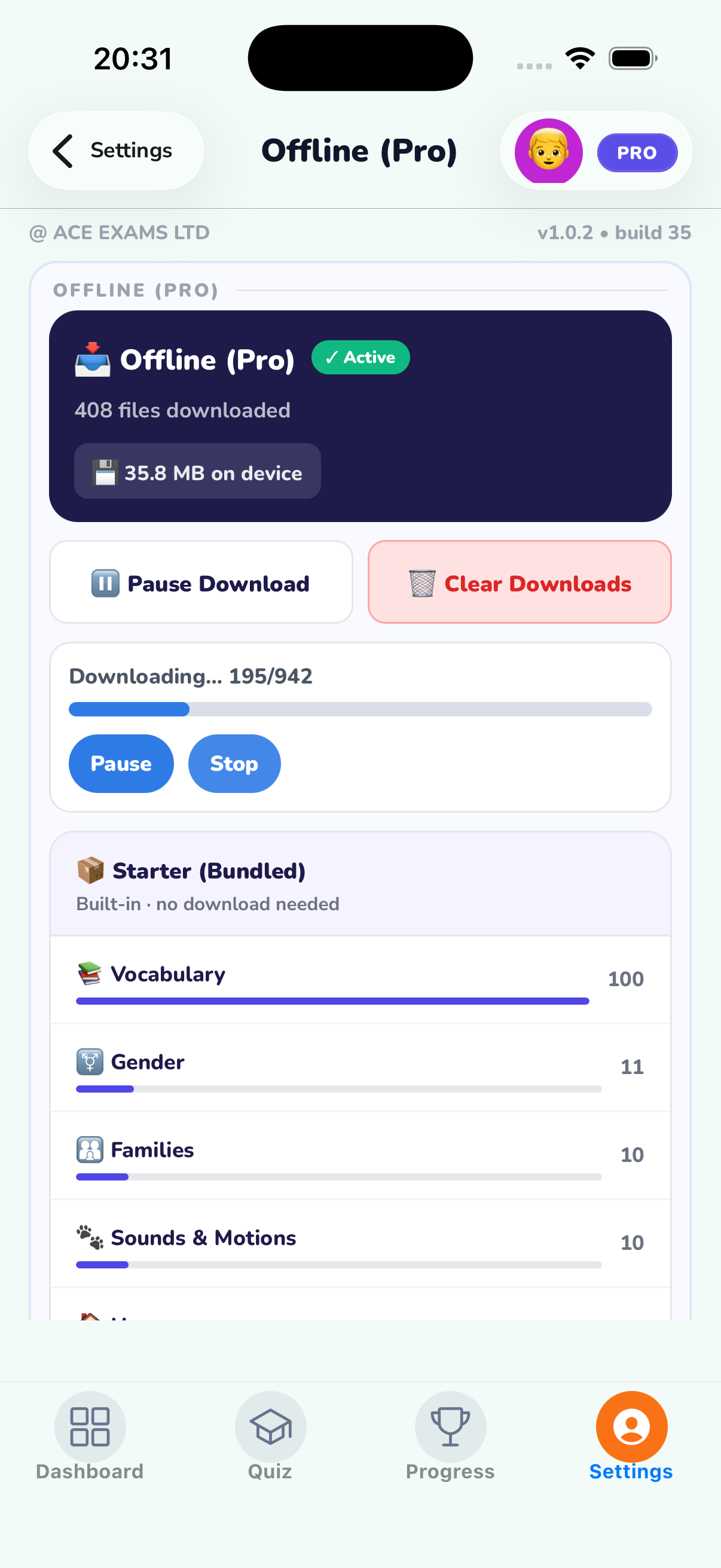 Offline-friendly download screen